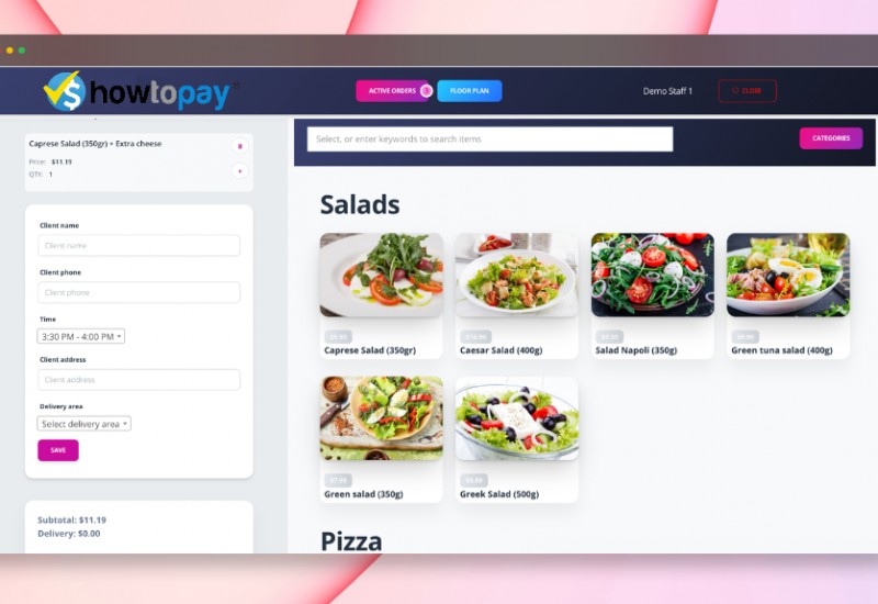 HowToPay POS (Point of Sale) system.